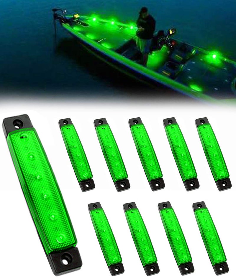 Shangyuan Marine Lights - 10PCS Green LED Interior Lights for Deck, Transom, Cockpit, Yacht, Fishing, Pontoon, Sailboat, Kayak, Bass Boat - 12v Waterproof - Image 1
